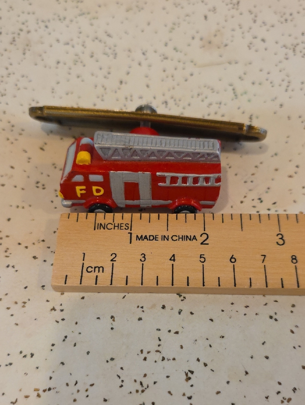 Red Fire Truck Resin Drawer Pulls With Removable Brass Plate Set of 4 - Picture 5 of 5